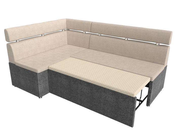 106580L Кухонный угловой диван Классик левый угол | Рогожка | бежевый | Серый