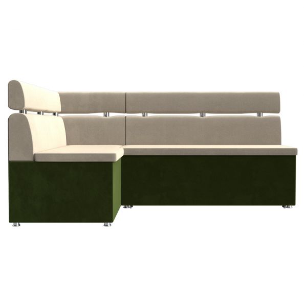106573L Кухонный угловой диван Классик левый угол | Микровельвет | бежевый | зеленый