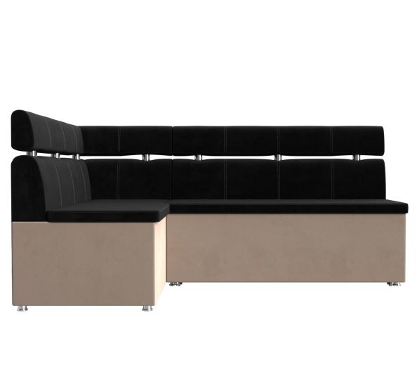 106589L Кухонный угловой диван Классик левый угол | Велюр | Черный | Бежевый