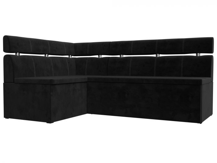 117982L Кухонный угловой диван Классик левый угол | Велюр | Черный