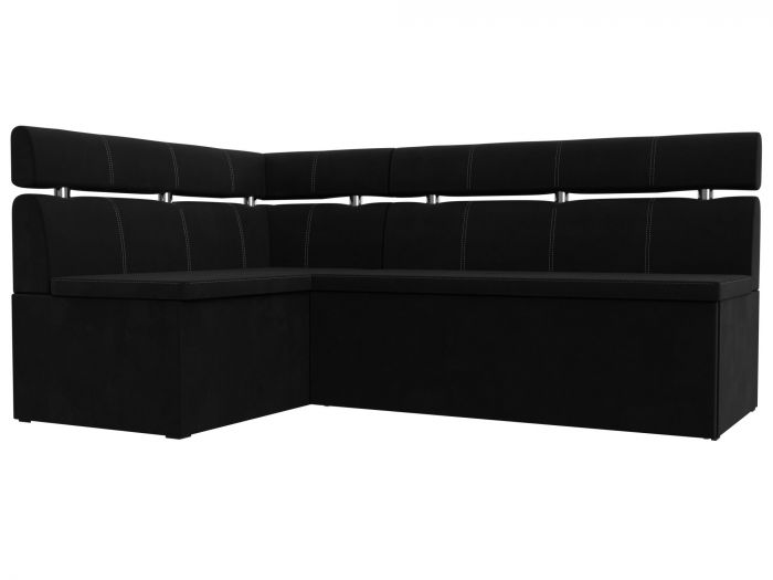 117991L Кухонный угловой диван Классик левый угол | Микровельвет | Черный