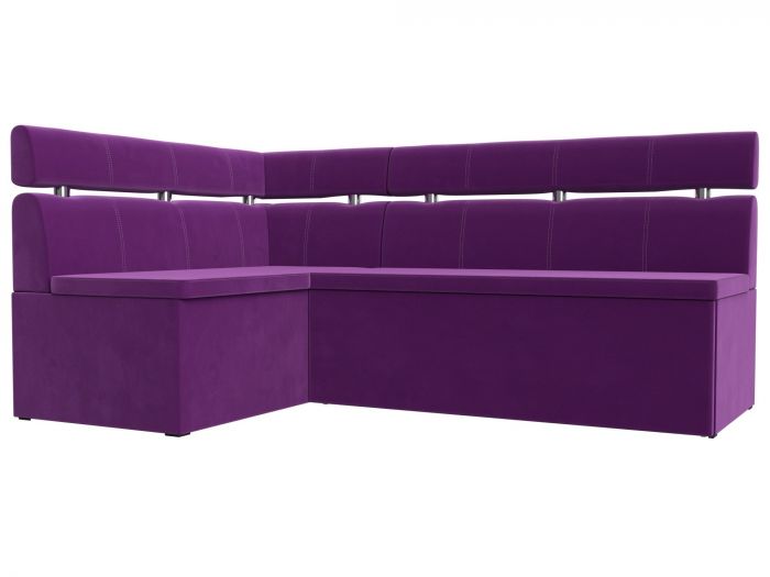 117990L Кухонный угловой диван Классик левый угол | Микровельвет | Фиолетовый