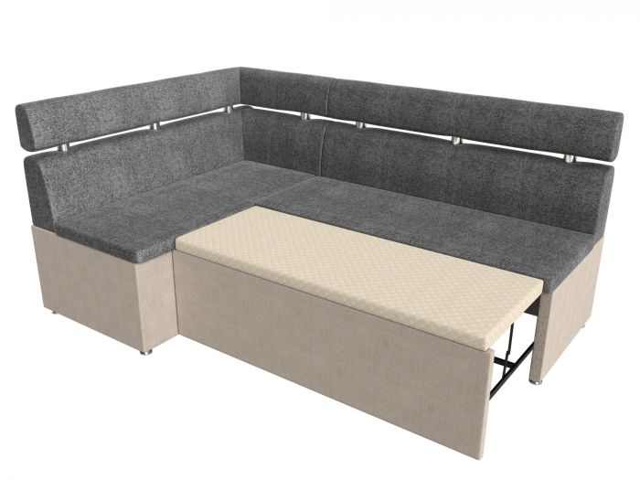 106581L Кухонный угловой диван Классик левый угол | Рогожка | серый | бежевый