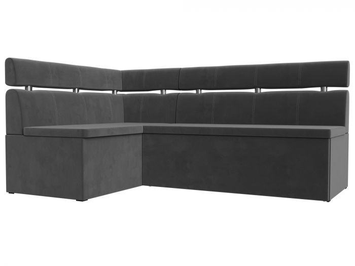 117980L Кухонный угловой диван Классик левый угол | Велюр | Серый