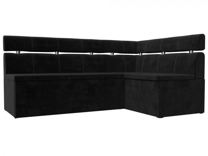 117982 Кухонный угловой диван Классик правый угол | Велюр | Черный