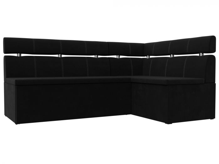 117991 Кухонный угловой диван Классик правый угол | Микровельвет | Черный