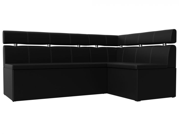 118002 Кухонный угловой диван Классик правый угол | Экокожа | Черный