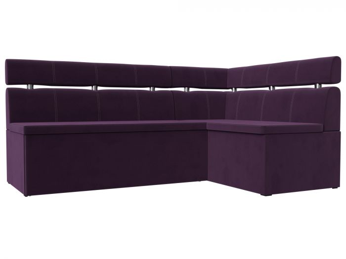 117981 Кухонный угловой диван Классик правый угол | Велюр | Фиолетовый
