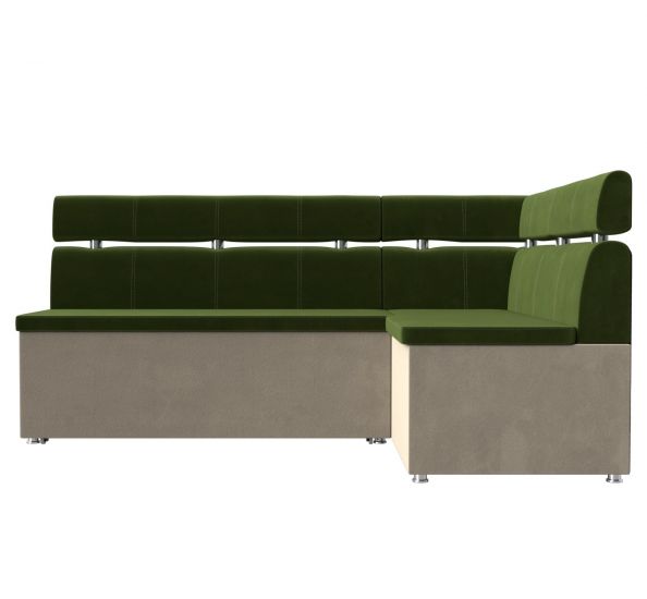106574 Кухонный угловой диван Классик | Микровельвет | Зеленый | Бежевый