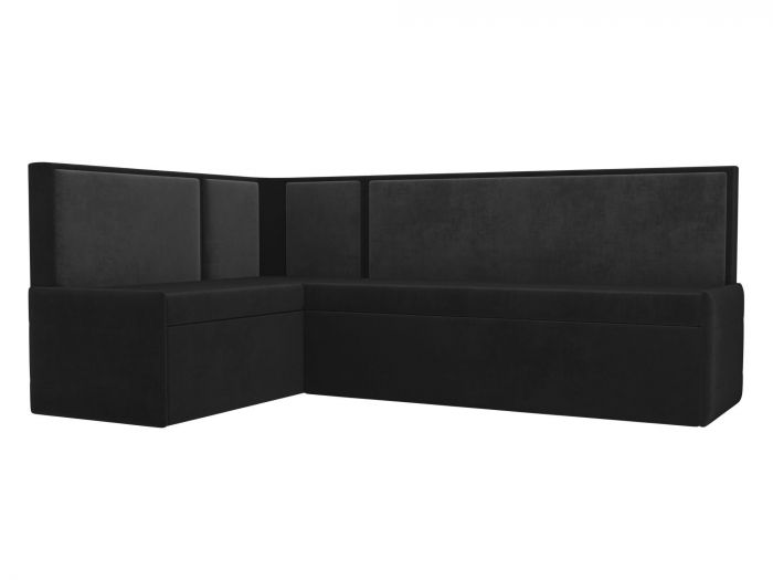 118460L Кухонный угловой диван Кристина левый угол | Велюр | черный | серый