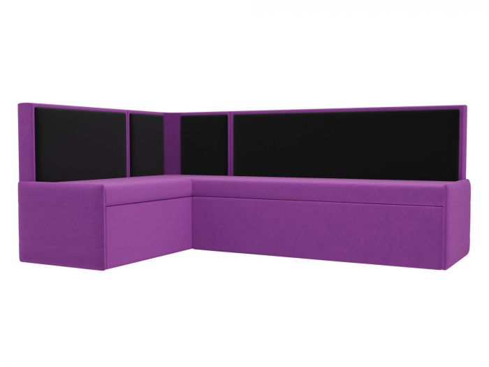 28758L Кухонный угловой диван Кристина левый угол | Микровельвет | Фиолетовый | Черный