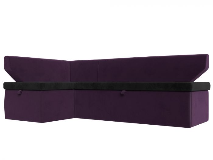 113210L Кухонный угловой диван Омура левый угол | Велюр | черный | фиолетовый