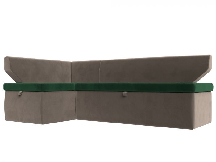 113199L Кухонный угловой диван Омура левый угол | Велюр | зеленый | коричневый