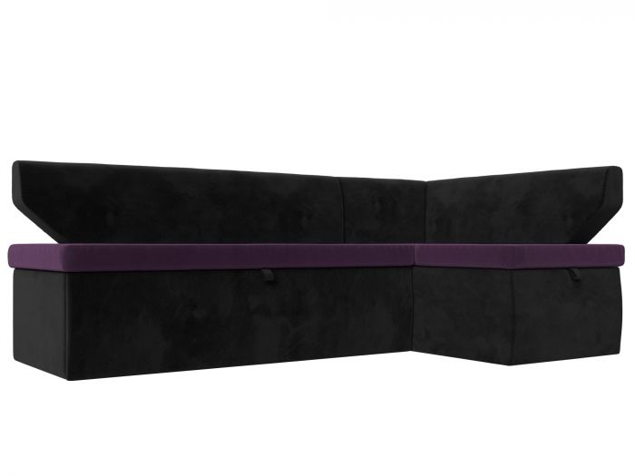 113206 Кухонный угловой диван Омура правый угол | Велюр | Фиолетовый | Черный