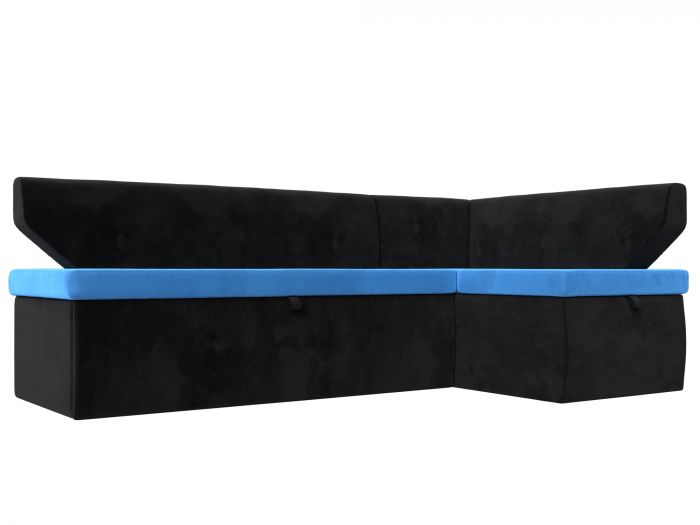 113197 Кухонный угловой диван Омура правый угол | Велюр | голубой | черный
