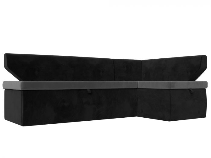 113204 Кухонный угловой диван Омура правый угол | Велюр | Серый | черный