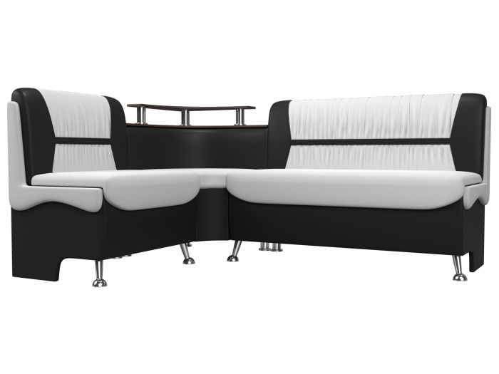 107389L Кухонный угловой диван Сидней левый угол | Экокожа | Белый | Черный