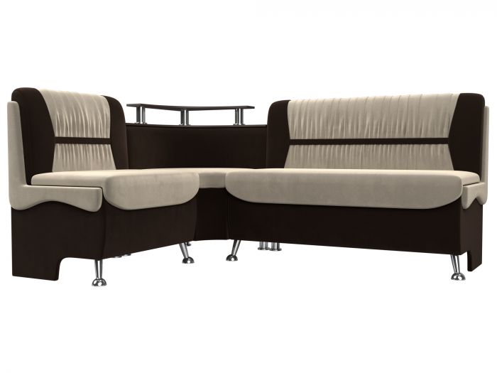 107377L Кухонный угловой диван Сидней левый угол | Микровельвет | бежевый | коричневый