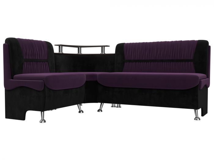107375L Кухонный угловой диван Сидней левый угол | Велюр | Фиолетовый | Черный