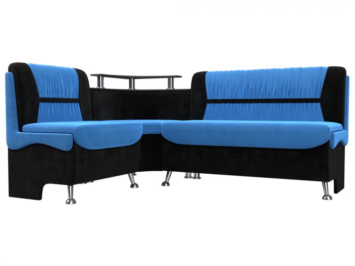 107371L Кухонный угловой диван Сидней левый угол | Велюр | голубой | черный