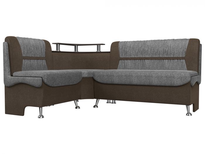 107387L Кухонный угловой диван Сидней левый угол | Рогожка | Серый | коричневый