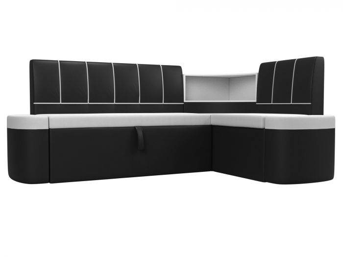 107535 Кухонный угловой диван Тефида | Экокожа | Белый | Черный