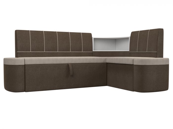 107528 Кухонный угловой диван Тефида | Рогожка | бежевый | коричневый