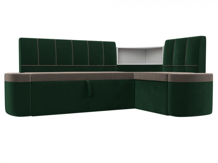107510 Кухонный угловой диван Тефида | Велюр | бежевый | зеленый