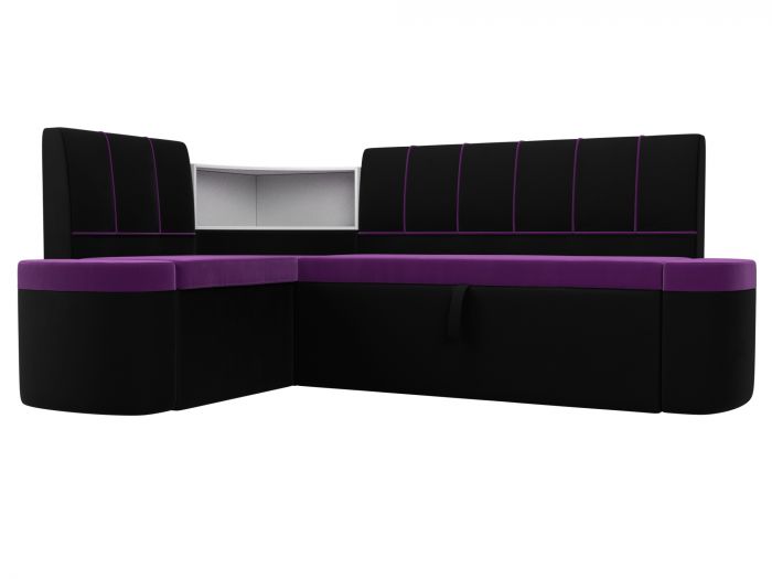 107525L Кухонный угловой диван Тефида левый угол | Микровельвет | Фиолетовый | Черный