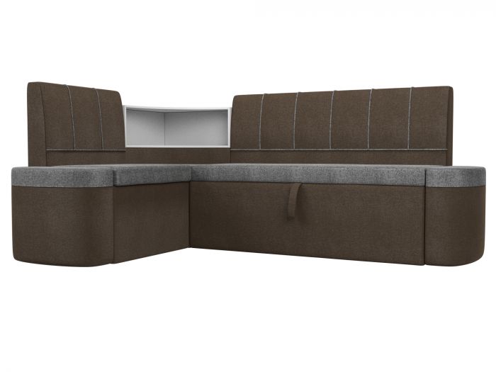 107533L Кухонный угловой диван Тефида левый угол | Рогожка | Серый | коричневый