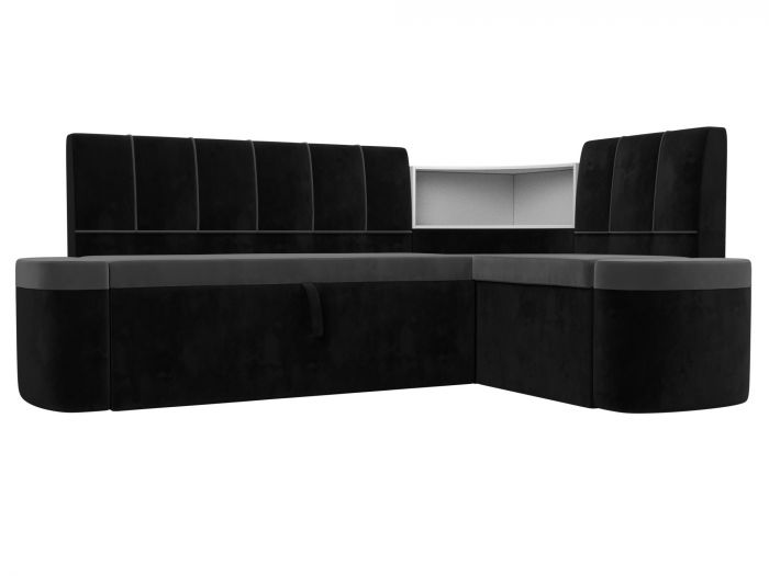 107513 Кухонный угловой диван Тефида | Велюр | Серый | черный