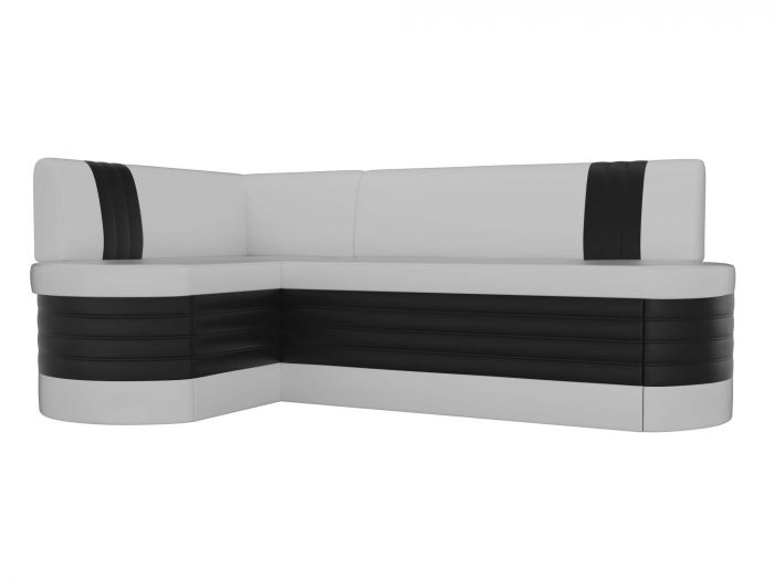 28648L Кухонный угловой диван Токио левый угол | Экокожа | Белый | Черный