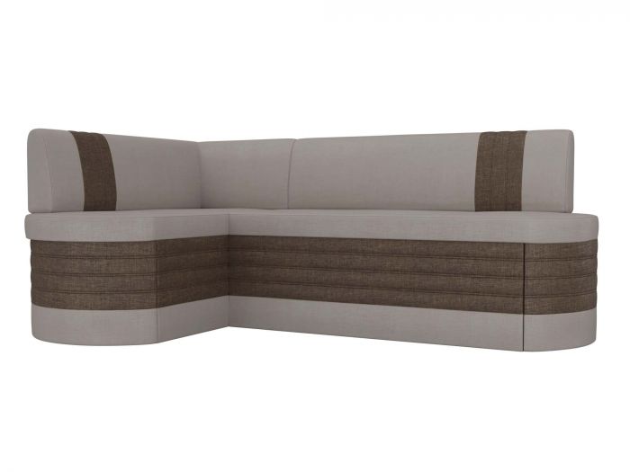 106537L Кухонный угловой диван Токио левый угол | Рогожка | бежевый | коричневый