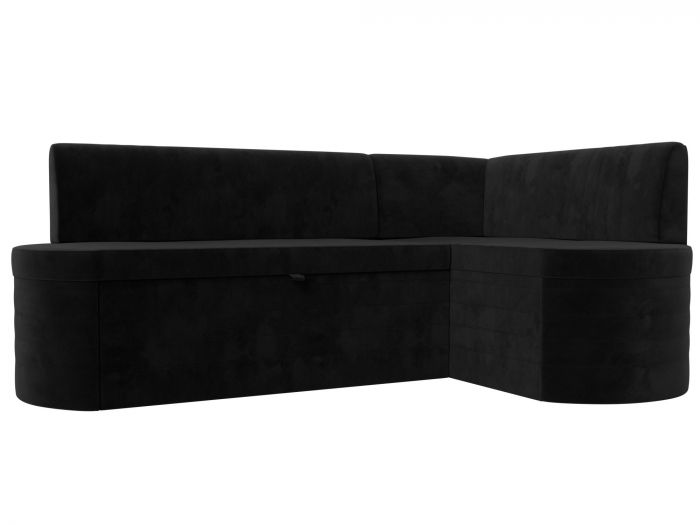 119421 Кухонный угловой диван Токио правый угол | Велюр | Черный