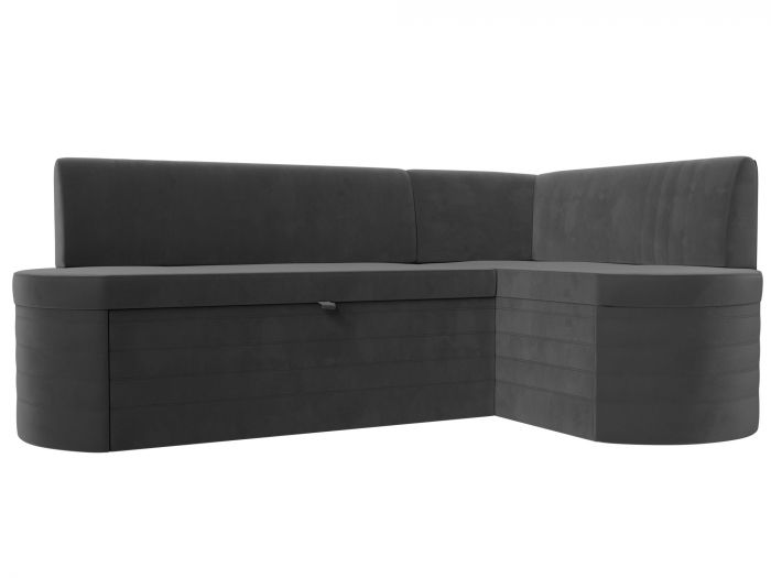 119419 Кухонный угловой диван Токио правый угол | Велюр | Серый
