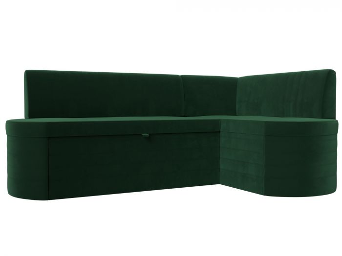119417 Кухонный угловой диван Токио правый угол | Велюр | Зеленый