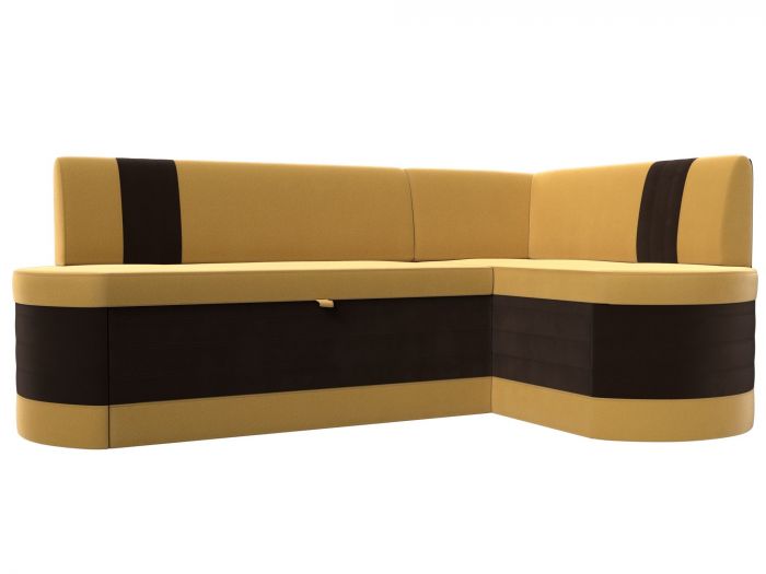 119428 Кухонный угловой диван Токио правый угол | Микровельвет | Желтый | коричневый