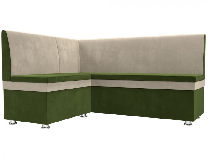 109616L Кухонный угловой диван Уют левый угол | Микровельвет | Зеленый | Бежевый