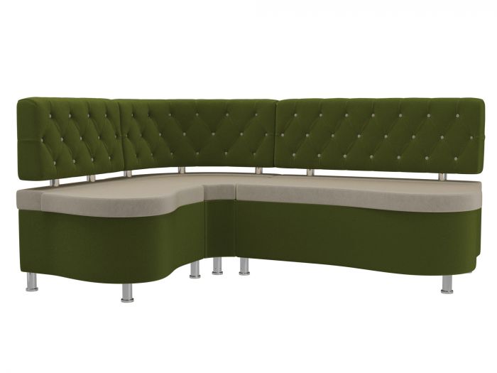105176L Кухонный угловой диван Вегас левый угол | Микровельвет | бежевый | зеленый