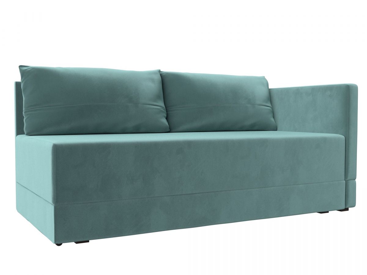 118392 Кушетка Никас правая | велюр | бирюзовый