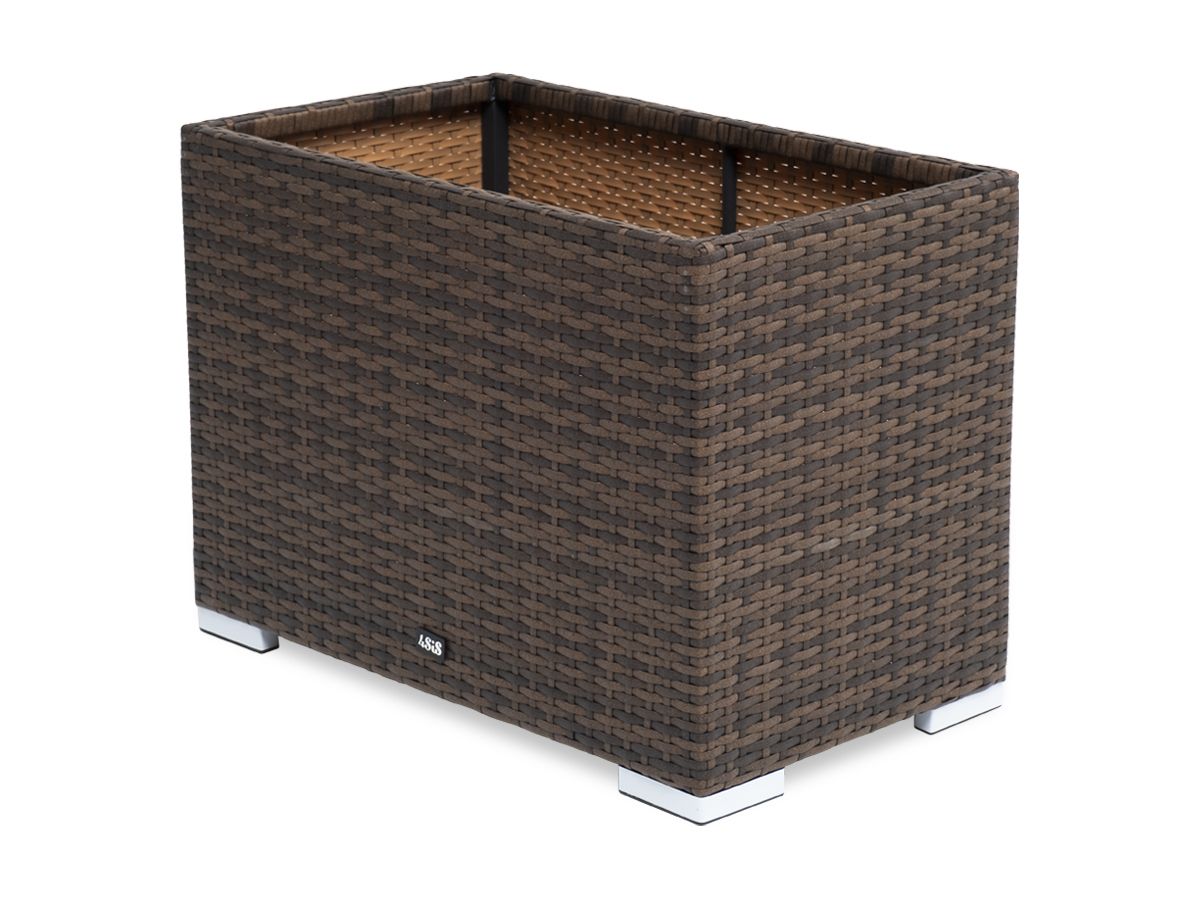 "Лунго" кашпо для цветов большое плетеное из искусственного ротанга, цвет бежевый