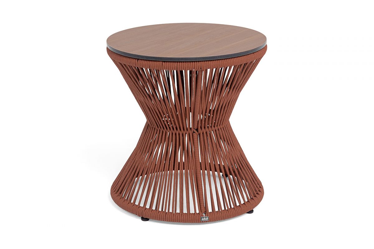 "Мадрид" журнальный стол из HPL круглый Ø50 H55, каркас из алюминия коричневый (RAL8016) муар, цвет