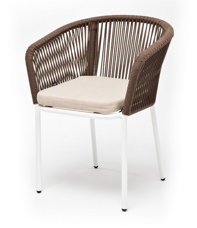 "Марсель" стул плетеный из роупа, каркас алюминий RAL6036 муар, роуп зеленый (4204) круглый tex, тка