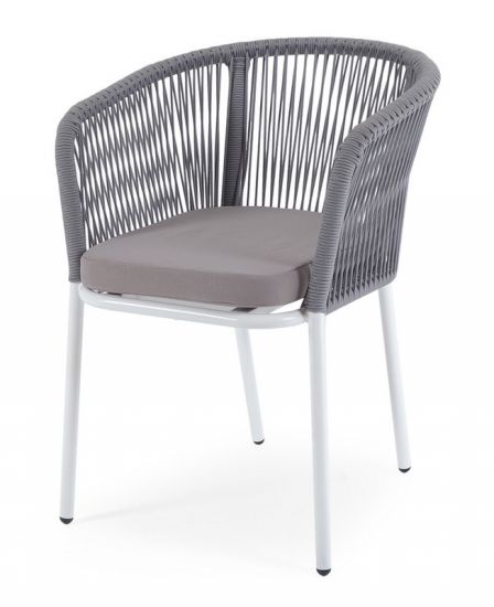 "Марсель" стул плетеный из роупа, каркас алюминий светло-серый (RAL7035) шагрень, роуп светло-серый