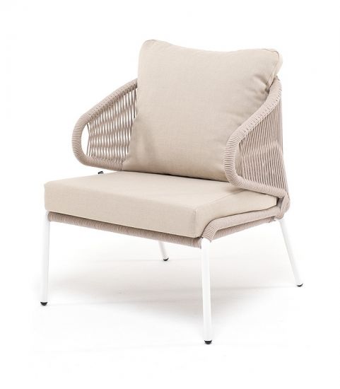 "Милан" кресло плетеное из роупа, каркас алюминий светло-серый (RAL7035) шагрень, роуп бирюзовый кру