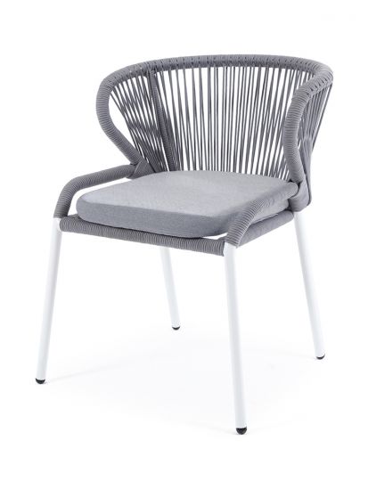 "Милан" стул плетеный из роупа, каркас алюминий светло-серый (RAL7035) шагрень, роуп серый меланж кр