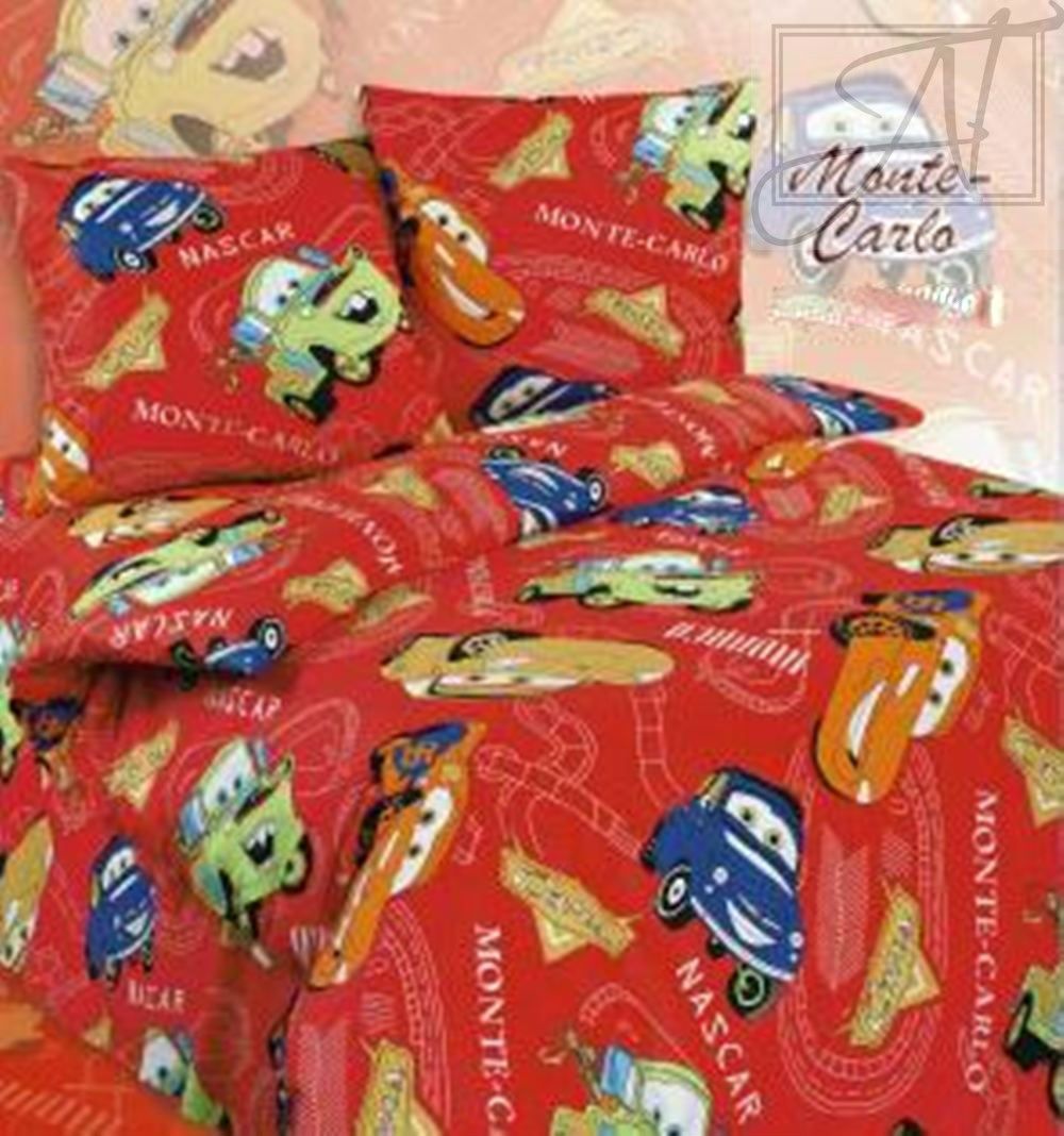 Монте-Карло красный КПБ 1.5 сп (5) "Экзотика" Бязь