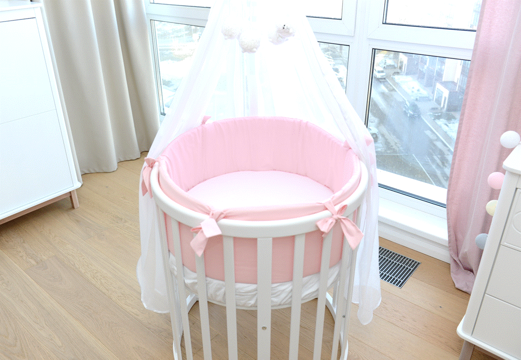 Мягкие бортики для кроватки Ellipsebed (розовый, сатин)