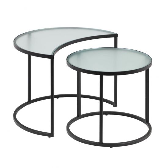 Набор из 2 приставных столиков Bast Ø 65 cm - Ø 47 cm