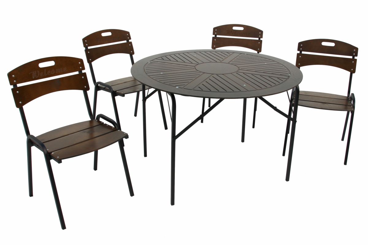 Набор мебели Бистро арт.3721 коричневый, кругл.стол (4 кресла)